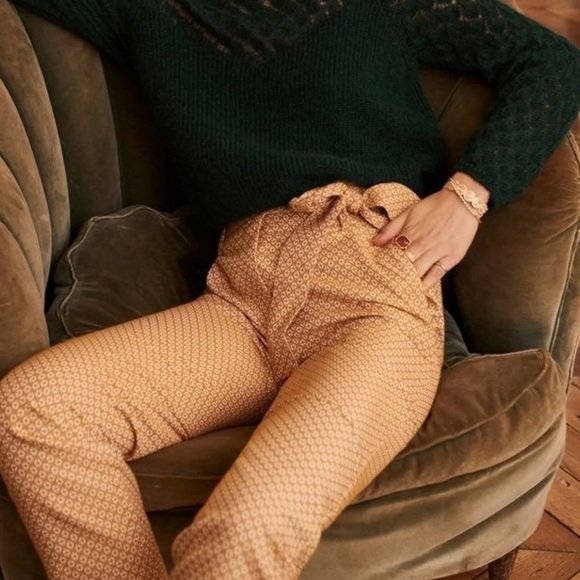 Sezane Pants - NWOT Sézane | Jacquard High Rise Belted Pants